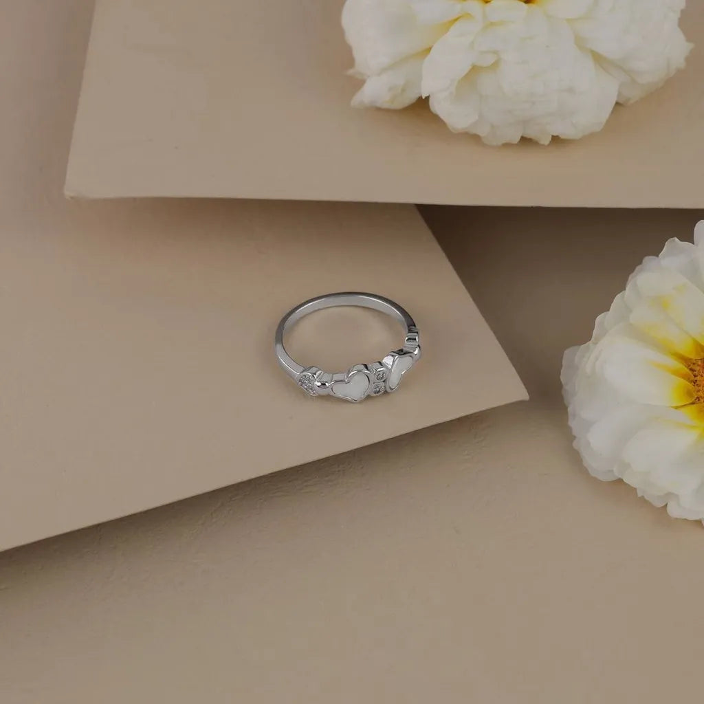MOP white Heart Ring