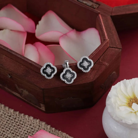 Floral Pendant Earrings Set