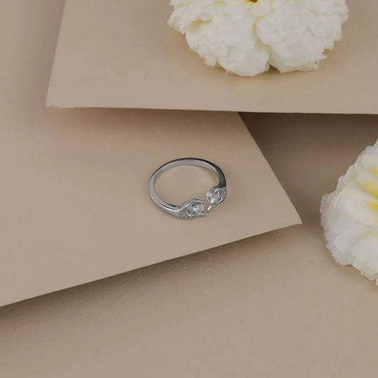 White Stone Heart Ring