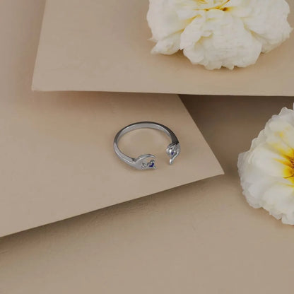 Blue Hand-Heart Ring
