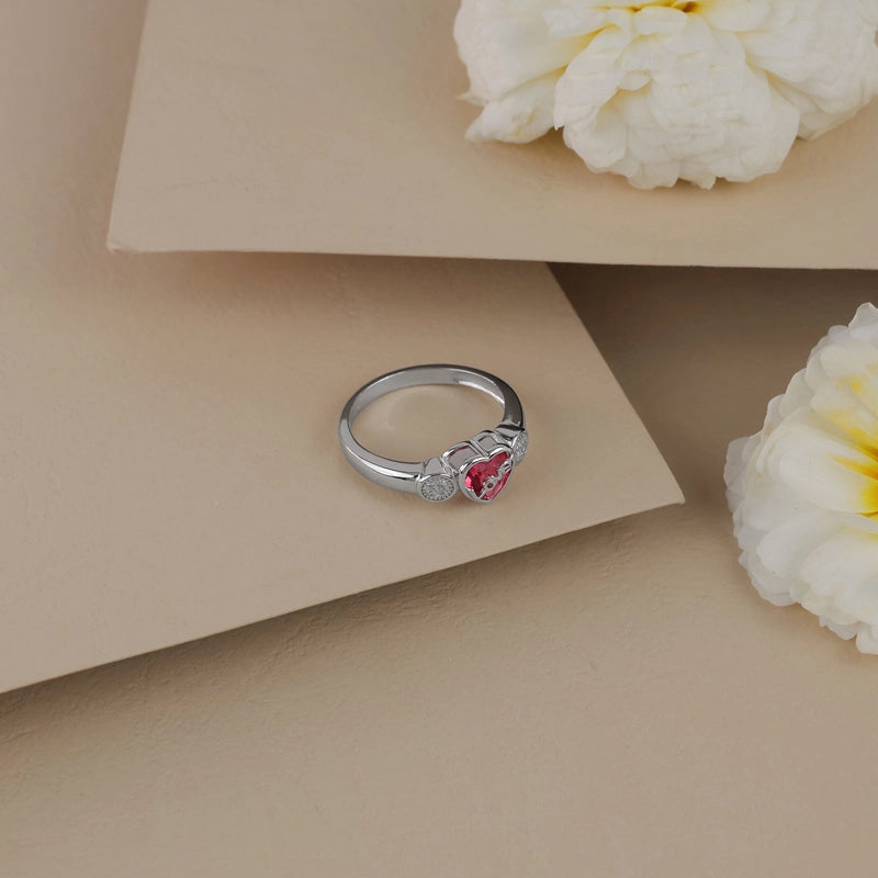 Red Crystal Heart Ring