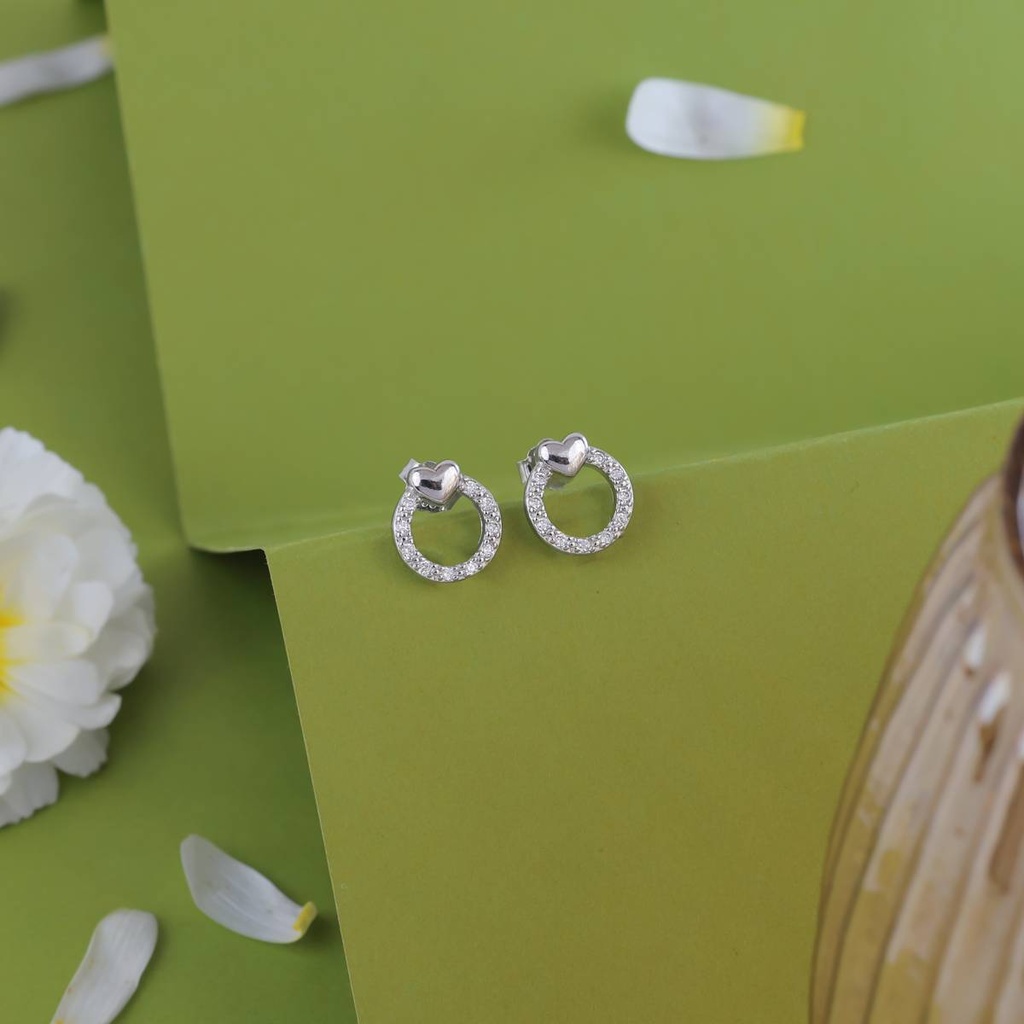 [ER-SHCE-011] Small Heart in Circle Earrings