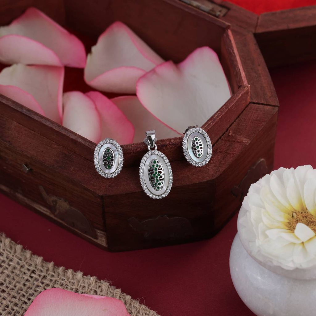 [PS-OVAL-002] Oval Pendant Earrings Set